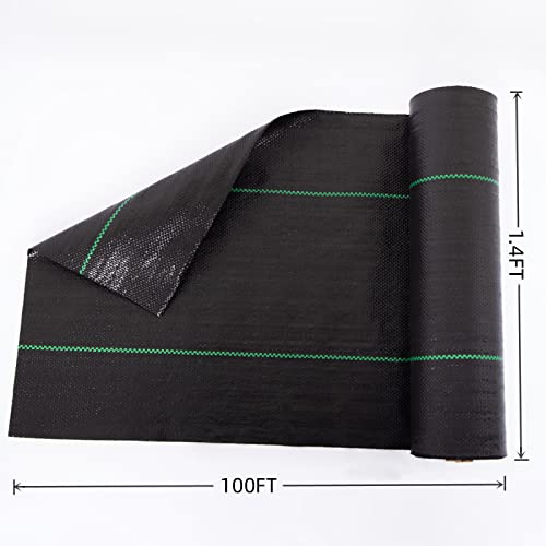 EXTRAEASY Garden Weed Barrier Landscape Fabric,Weed Block Fabric Heavy Duty 3.2OZ,Woven Mulch for Landscaping Ground Cover Weed Control Fabric, Black Garden Bed Liner (1.4ft x 100ft) - Image 4