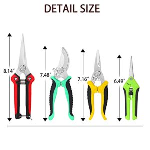 5 pack Garden Pruning Shears Stainless Steel Blades, Handheld Scissors Set with Gardening Gloves,Heavy Duty Garden Bypass Pruning Shears ,Tree Trimmers Secateurs, Hand Pruner - Image 5