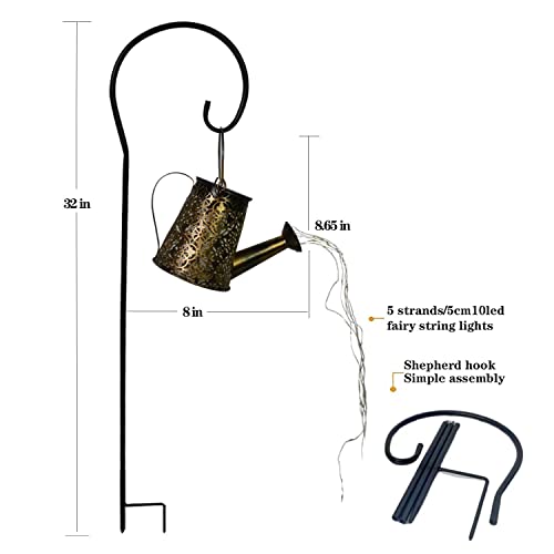 Solar Garden Watering Can Lights,Solar Waterfall Lights with Cascading Lights Waterproof Charging Board,Garden Decor for Outside,Outdoor Solar Light String Fairy LED Hanging Lantern for Yard Decor SY - Image 6