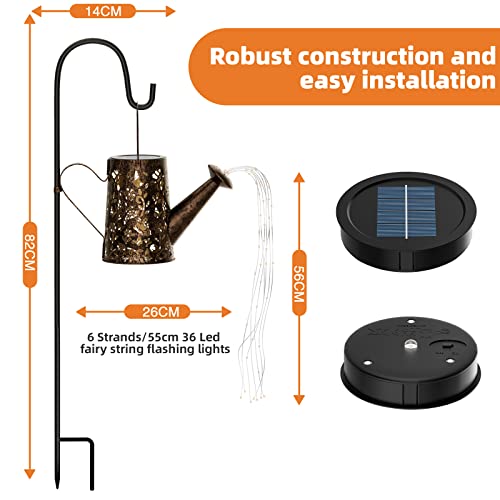 Solar Watering Can with Lights, 2022 NewRelease Christmas Hanging Waterfall Lights Garden Décor with Shepherd Hook for Yard Lawn Patio Walkway Pathway Gardening Party Decoration - Image 5