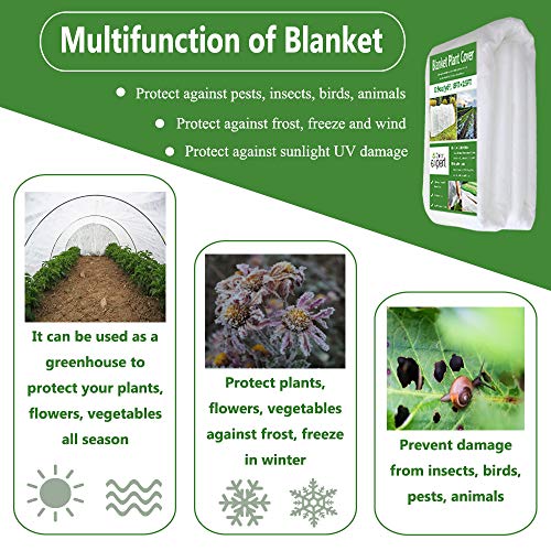 Garden expert Plant Covers Freeze Protection Floating Row Cover 0.9oz Fabric Frost Cloth Plant Blanket for Plants & Vegetables in Winter(8FTx15FT,with 6 PCS Staples Stakes) - Image 3