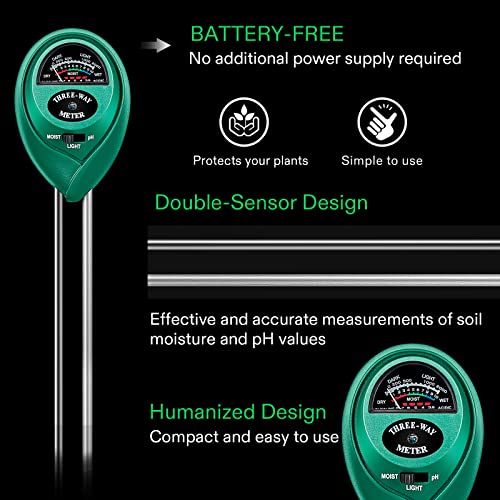 VIVOSUN Soil Tester, 3-in-1 Plant Moisture Meter Light and PH Tester for Home, Garden, Lawn, Farm, Indoor and Outdoor Use, Promote Plants Healthy Growth - Image 4