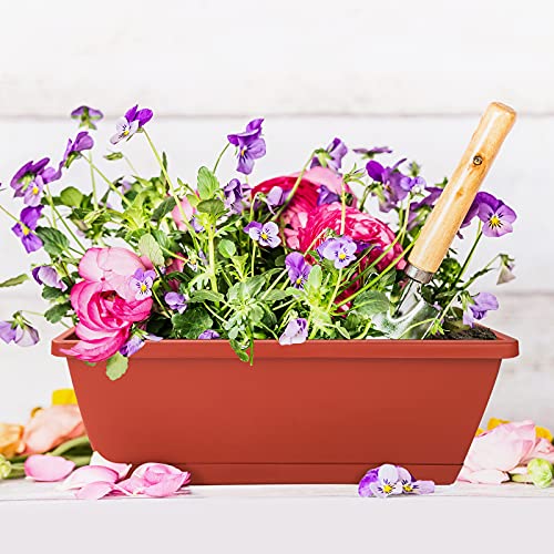 Window Box Planter, 7 Pack Plastic Vegetable Flower Planters Boxes 17 Inches Rectangular Flower Pots with Saucers for Indoor Outdoor Garden, Patio, Home Decor - Image 3