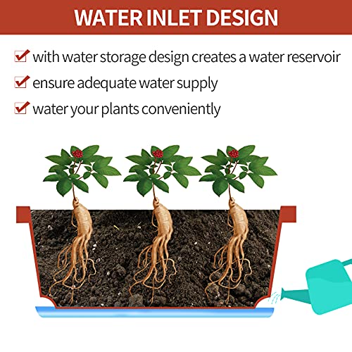 Window Box Planter, 7 Pack Plastic Vegetable Flower Planters Boxes 17 Inches Rectangular Flower Pots with Saucers for Indoor Outdoor Garden, Patio, Home Decor - Image 5