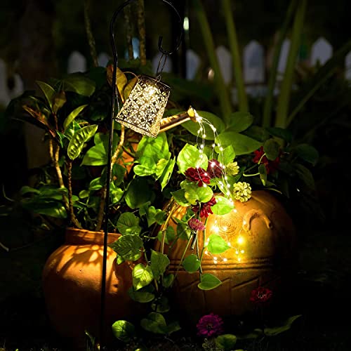 Solar Garden Watering Can Lights,Solar Waterfall Lights with Cascading Lights Waterproof Charging Board,Garden Decor for Outside,Outdoor Solar Light String Fairy LED Hanging Lantern for Yard Decor SY - Image 3