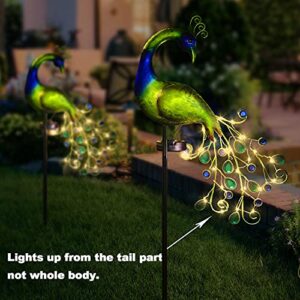 Solar Garden Lights Metal Peacock Garden Decor Waterproof Peacock Solar Stake Lights for Outdoor Patio Yard Decorations - Image 6
