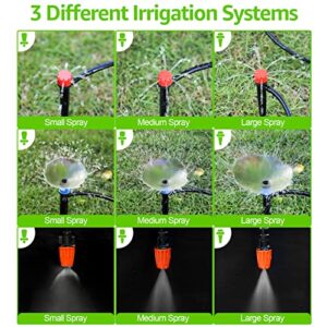 MIXC Drip Irrigation Kit, 100FT Garden Irrigation System Plants Watering System For Lawn Patio Raised Bed Automatic Irrigation Equipment With 1/4" Blank Distribution Tubing , Adjustable Nozzle Emitters Sprinkler, Barbed Parts And Irrigation Connectors - Image 4