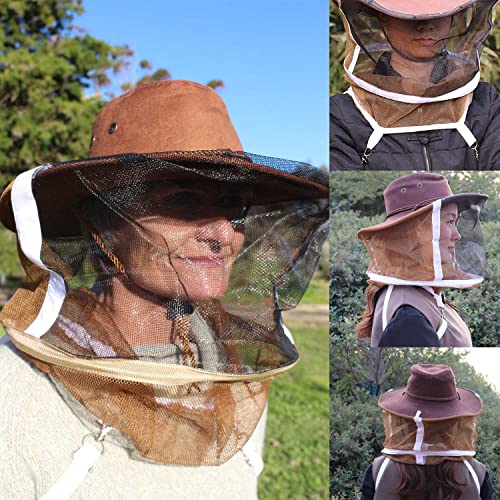 AukBeeFun Beekeeping Veil Hat Large Bee Keeper Cowboy Hat and Veil Professional Bee Keeping Supplies - Image 3