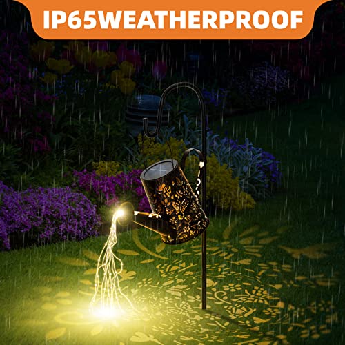 Solar Watering Can with Lights, 2022 NewRelease Christmas Hanging Waterfall Lights Garden Décor with Shepherd Hook for Yard Lawn Patio Walkway Pathway Gardening Party Decoration - Image 6