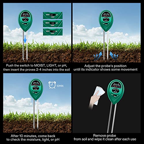 VIVOSUN Soil Tester, 3-in-1 Plant Moisture Meter Light and PH Tester for Home, Garden, Lawn, Farm, Indoor and Outdoor Use, Promote Plants Healthy Growth - Image 6