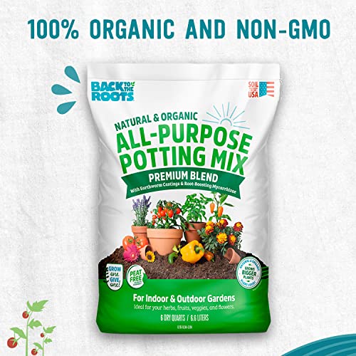 Back to the Roots All-Purpose Potting Mix 6 Quarts (Best Value), 100% Organic & USA Made for Herbs, Veggies, Flowers, w… - Image 3