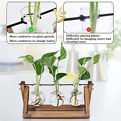 Plant Propagation Stations Terrarium with Wooden Stand, Desktop Air Planter Bulb Glass Vase,for Indoor Hydroponics Water Plants Home Garden Office Decoration Accessories ,Plant Holder Lover Gifts - Image 4