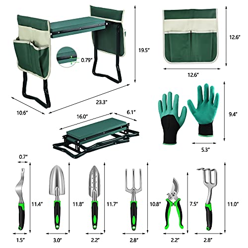 MENOLY Garden Kneeler and Seat, Folding Gardening Stool with Kneeling Pad, Gardening Bench with 6 Garden Tools, Tool Pouches, Glove, Detachable Belt, Protectors Ideal Gift for Women Elders Gardener - Image 3