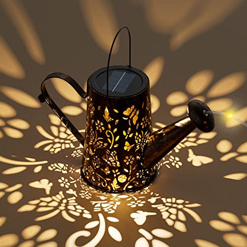 Solar Watering Can with Lights, 2022 NewRelease Christmas Hanging Waterfall Lights Garden Décor with Shepherd Hook for Yard Lawn Patio Walkway Pathway Gardening Party Decoration - Image 3