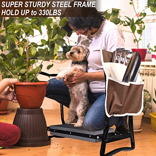 Aimerla Foldable Garden Kneeler Seat Heavy Duty {Soft Thick Kneeling Pad} Durable Garden Stool - 2 large Capacity Garden Tool Bags with Pockets - Portable Garden Bench for Indoor and Outdoor Gardening - Image 4