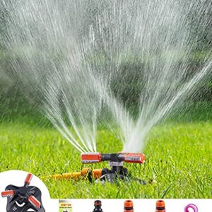 WOVUU Lawn Sprinkler,Upgrade Garden Sprinkler Automatic 360 Degree Rotating Irrigation Grass Water Sprinkler System, Garden Hose Sprinkler for Yard/Built in 36 Units Angle Spray Nozzles (Orange) - Image 5