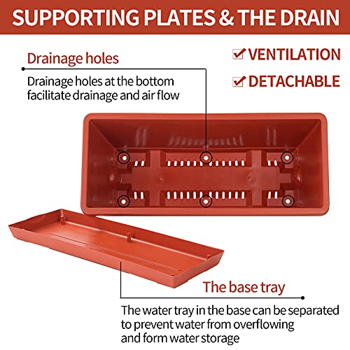 Window Box Planter, 7 Pack Plastic Vegetable Flower Planters Boxes 17 Inches Rectangular Flower Pots with Saucers for Indoor Outdoor Garden, Patio, Home Decor - Image 6