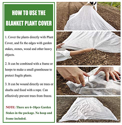 Garden expert Plant Covers Freeze Protection Floating Row Cover 0.9oz Fabric Frost Cloth Plant Blanket for Plants & Vegetables in Winter(8FTx15FT,with 6 PCS Staples Stakes) - Image 5